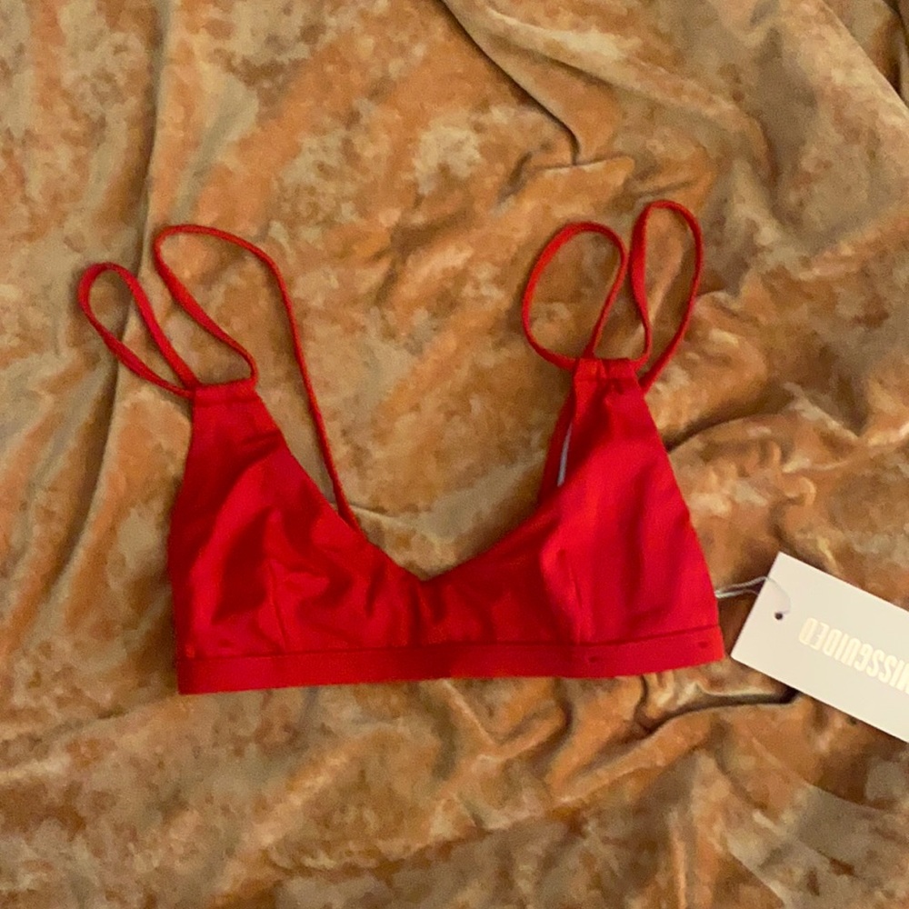 Red Bandeau Style Bikini Top